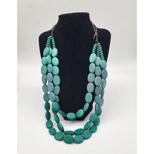 SYLCA DESIGNS Multi Strand Colorful Turquoise Wood Block Adjustable Necklace